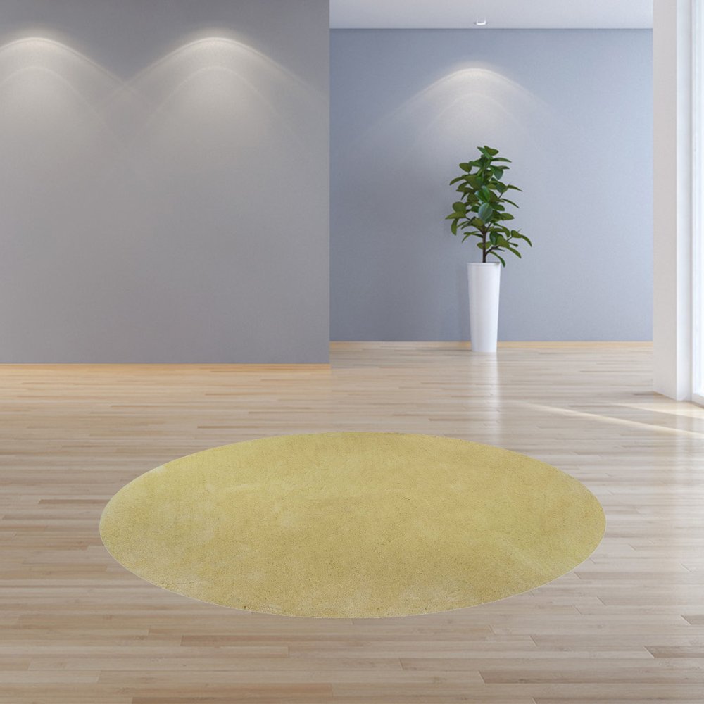 6' Canary Yellow Hand Woven Round Rug