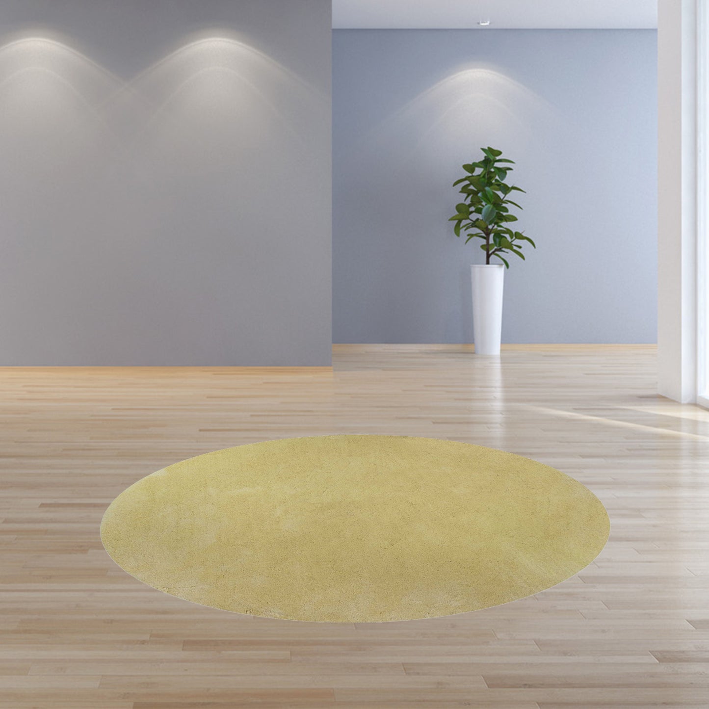 6' Canary Yellow Hand Woven Round Rug