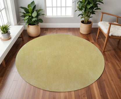 6' Canary Yellow Hand Woven Round Rug