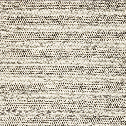 5' X 7' Gray And Ivory Wool Striped Hand Woven Area Rug