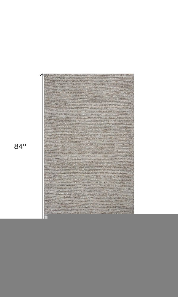 5' X 7' Natural Wool Hand Woven Area Rug