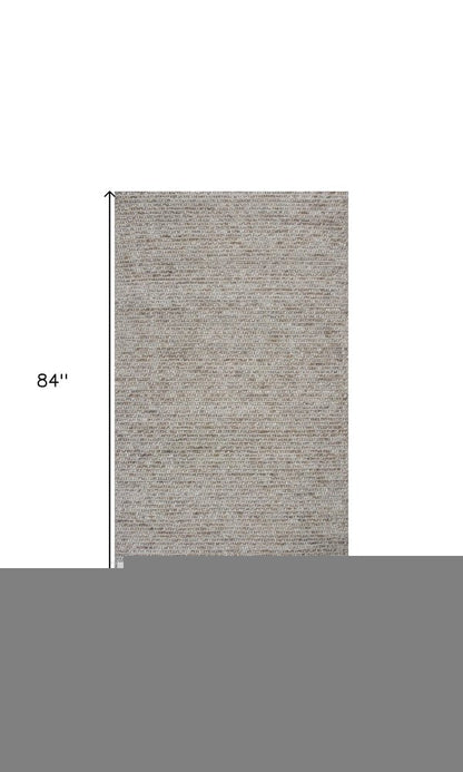 5' X 7' Natural Wool Hand Woven Area Rug