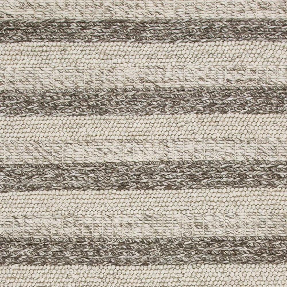 5' X 7' Brown Gray And Ivory New Zealand Lambs Wool Striped Hand Woven Area Rug
