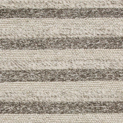 5' X 7' Brown Gray And Ivory New Zealand Lambs Wool Striped Hand Woven Area Rug