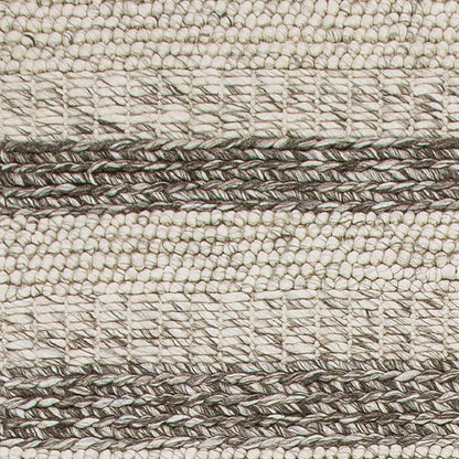 5' X 7' Brown Gray And Ivory New Zealand Lambs Wool Striped Hand Woven Area Rug