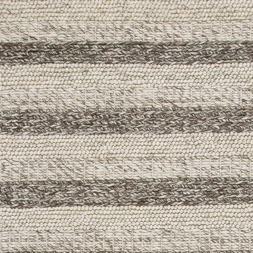5' X 7' Brown Gray And Ivory New Zealand Lambs Wool Striped Hand Woven Area Rug