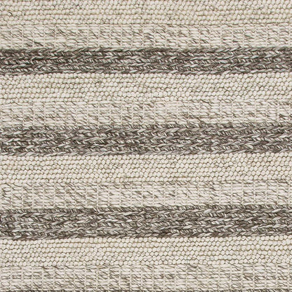 5' X 7' Brown Gray And Ivory New Zealand Lambs Wool Striped Hand Woven Area Rug