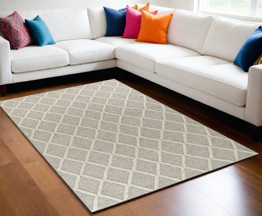 5' X 7'  Wool Grey Area Rug