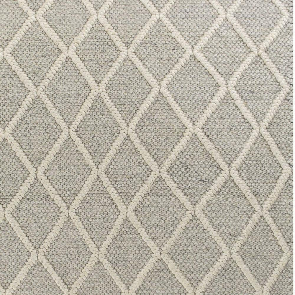 3' X 5' Gray And Ivory New Zealand Lambs Wool Diamond Area Rug