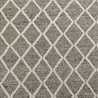 5' X 7' Dark Gray and Ivory Wool Diamond Hand Woven Berber Area Rug