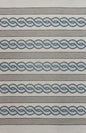 6' X 9' Ivory Light Blue And Gray Geometric Hand Hooked Area Rug