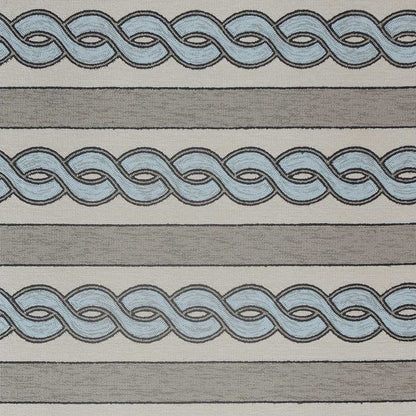 8' X 11' Ivory Light Blue And Gray Geometric Hand Hooked Area Rug