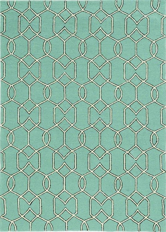 7' Green And Ivory Round Moroccan Handmade Indoor Outdoor Area Rug