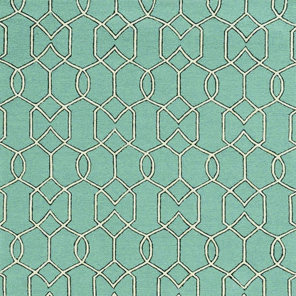 7' Green And Ivory Round Moroccan Handmade Indoor Outdoor Area Rug