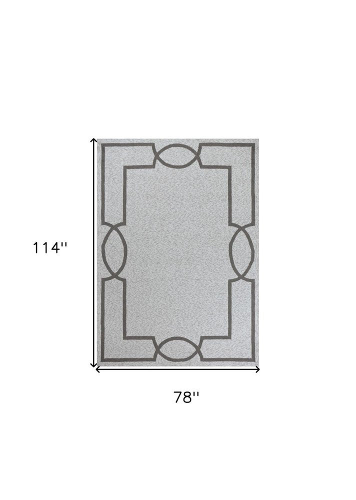 6' X 9' Ivory And Gray Geometric Hand Hooked Area Rug