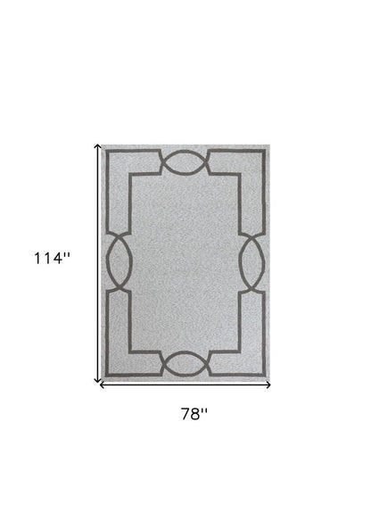 6' X 9' Ivory And Gray Geometric Hand Hooked Area Rug