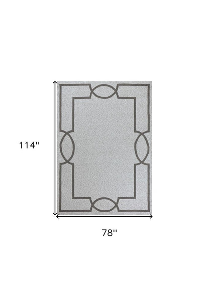 6' X 9' Ivory And Gray Geometric Hand Hooked Area Rug