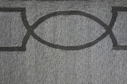 6' X 9' Ivory And Gray Geometric Hand Hooked Area Rug