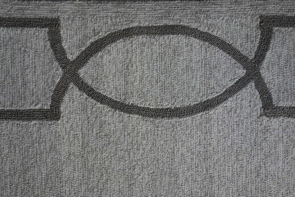 6' X 9' Ivory And Gray Geometric Hand Hooked Area Rug