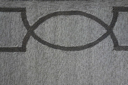 6' X 9' Ivory And Gray Geometric Hand Hooked Area Rug