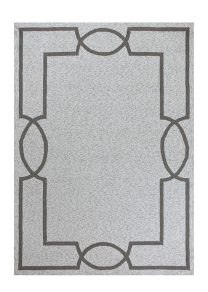 6' X 9' Ivory And Gray Geometric Hand Hooked Area Rug