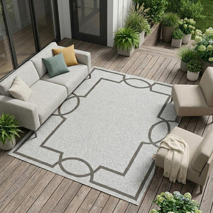 6' X 9' Ivory And Gray Geometric Hand Hooked Area Rug