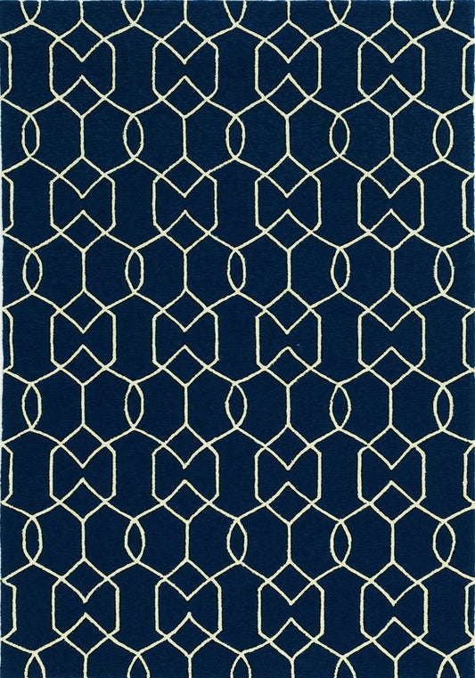 8' X 11' Navy Blue Moroccan Indoor Outdoor Area Rug