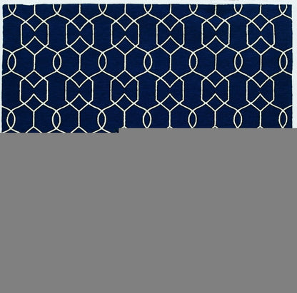 8' X 11' Navy Blue Moroccan Indoor Outdoor Area Rug