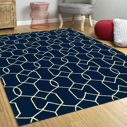 8' X 11' Navy Blue Moroccan Indoor Outdoor Area Rug
