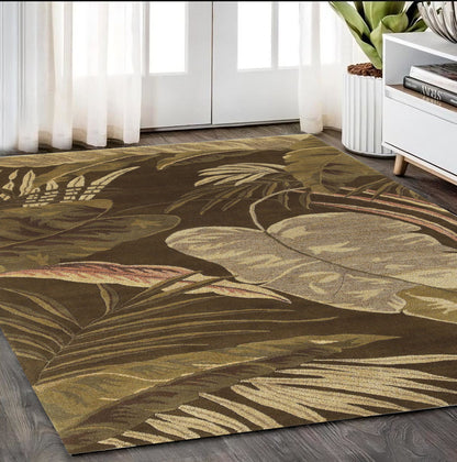 7' Round Wool Mocha Area Rug