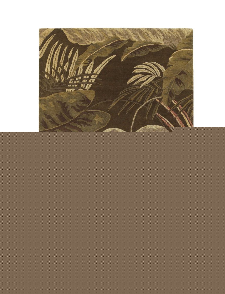 5' X 8' Brown And Beige Wool Botanical Leaves Hand Tufted Area Rug