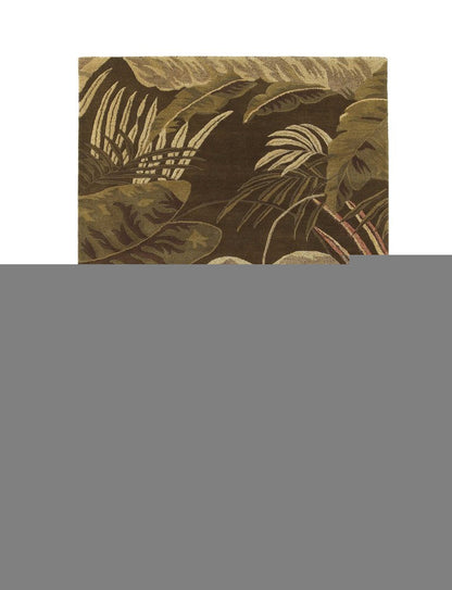 5' X 8' Brown And Beige Wool Botanical Leaves Hand Tufted Area Rug
