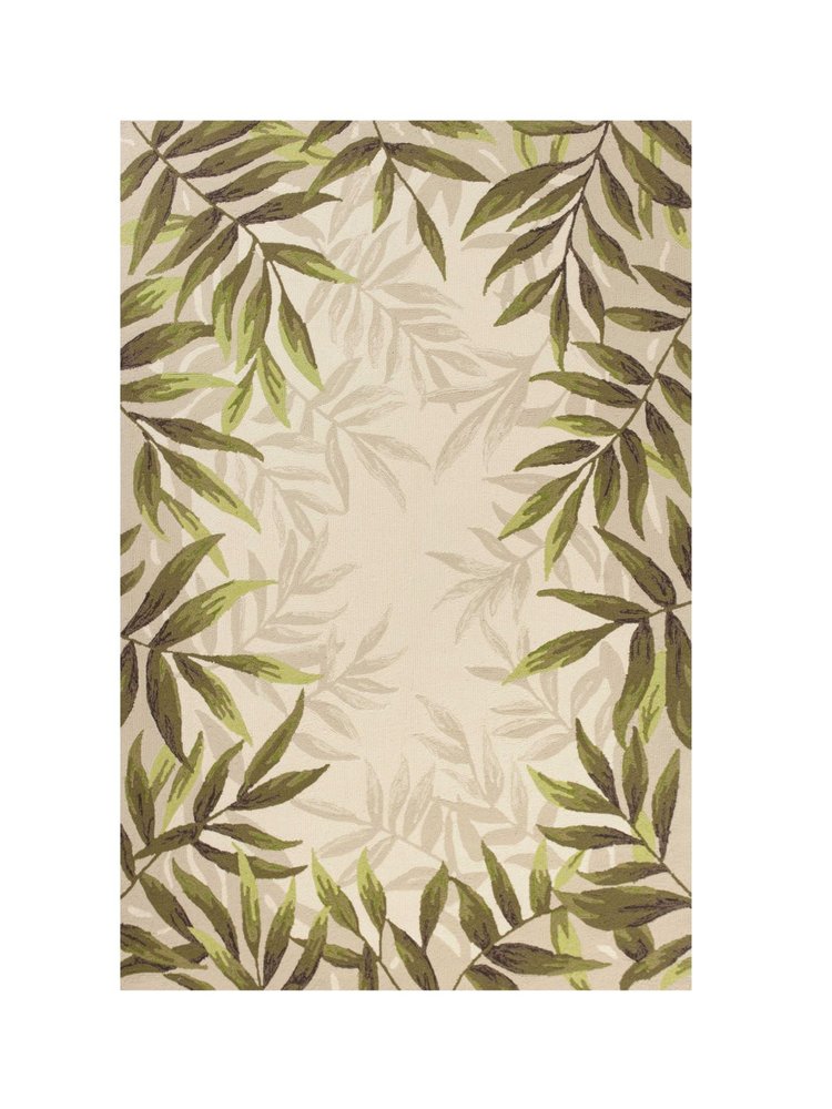 8' Ivory And Green Wool Botanical Leaves Hand Tufted Runner Rug