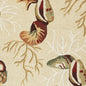 7' X 9' Beige Green And Brown Seashell and Coral Hand Tufted Area Rug