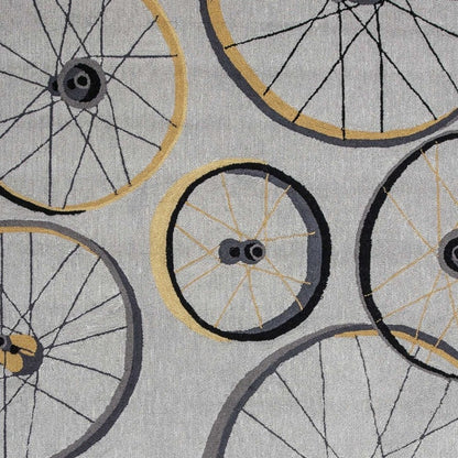 8' X 10' Gray Hand Hooked Wheels Area Rug