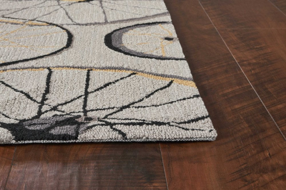 8' X 10' Gray Hand Hooked Wheels Area Rug