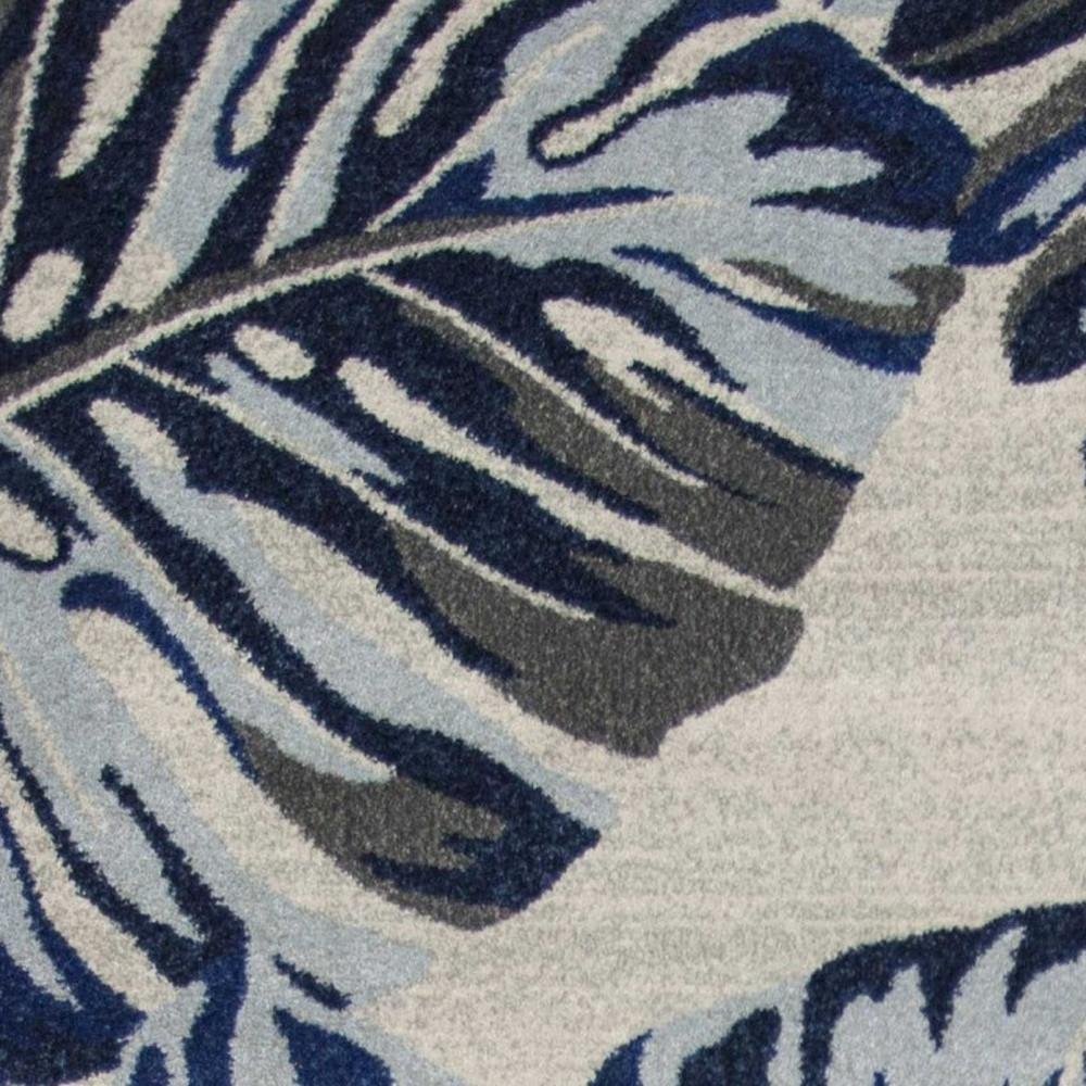 10' X 13' Gray And Blue Botanical Leaves Area Rug