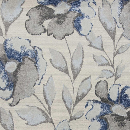 5' X 8' Ivory Blue And Gray Floral Vines Area Rug