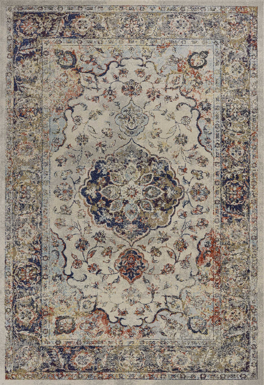 63" X 91" Ivory Floral Medallion Area Rug