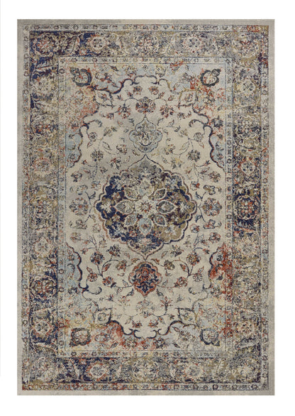 63" X 91" Ivory Floral Medallion Area Rug