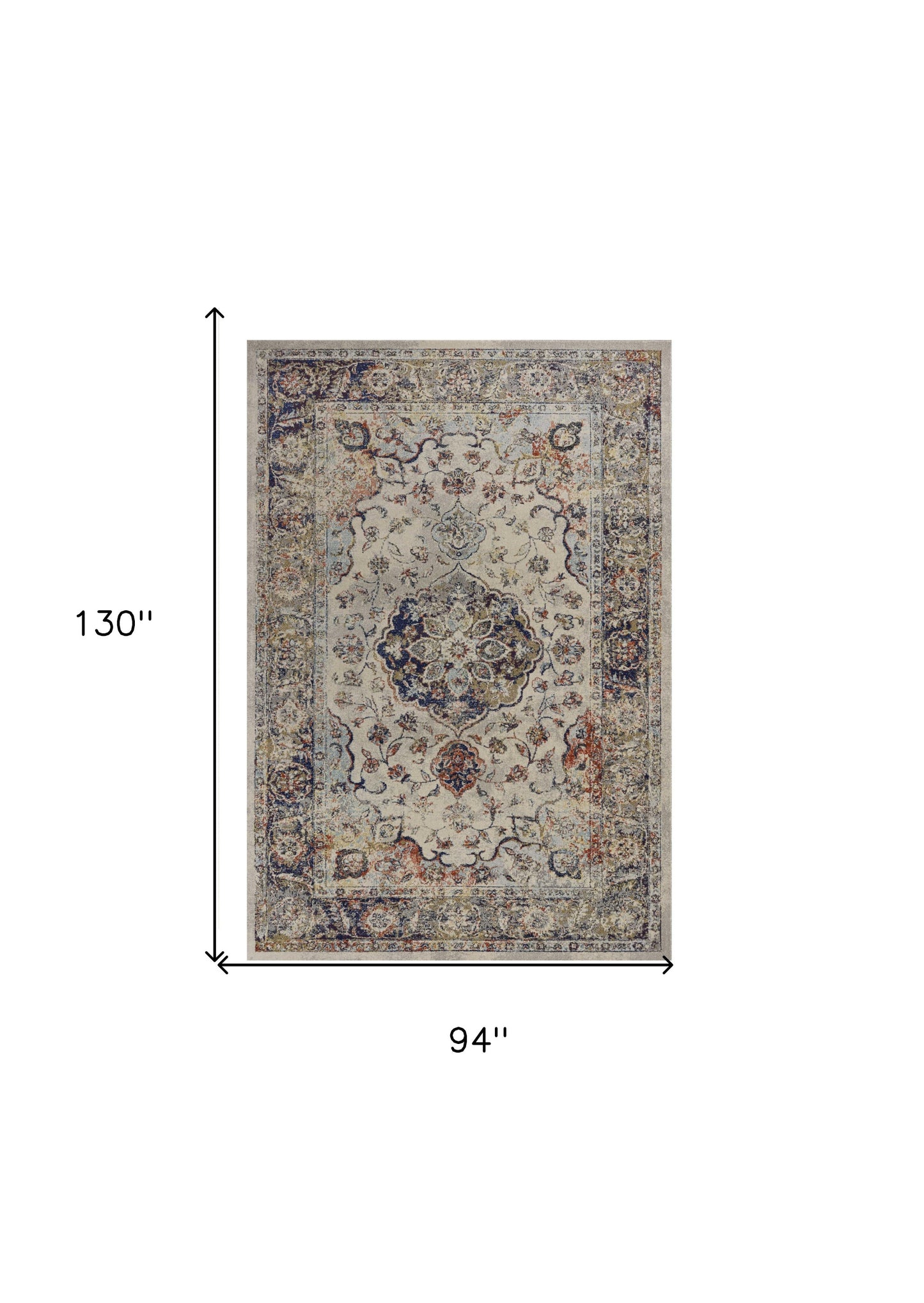 63" X 91" Ivory Floral Medallion Area Rug