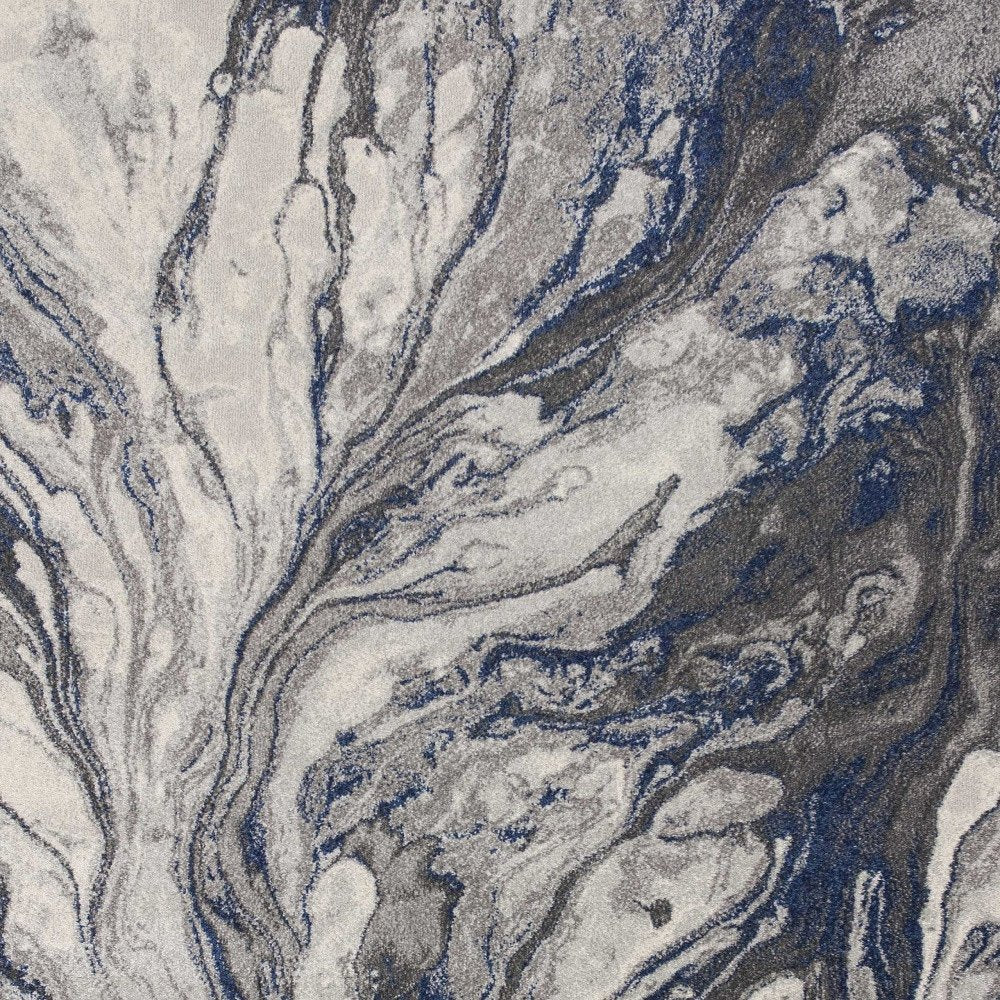 5' X 8' Blue And Gray Abstract Area Rug