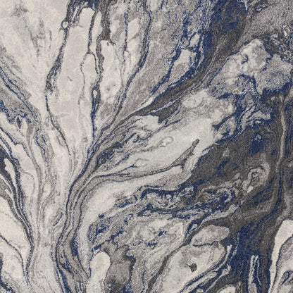 5' X 8' Blue And Gray Abstract Area Rug