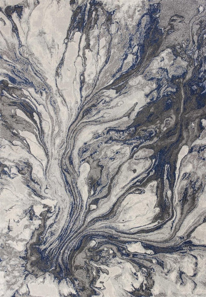 8' X 11' Blue And Gray Abstract Area Rug