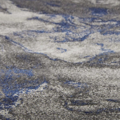 5' X 8' Blue And Gray Abstract Area Rug