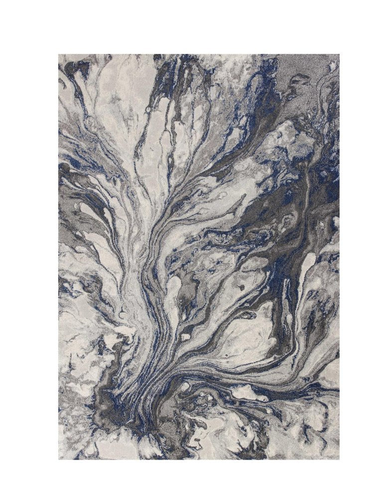 8' X 11' Blue And Gray Abstract Area Rug
