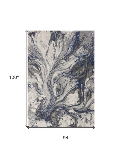 8' X 11' Blue And Gray Abstract Area Rug