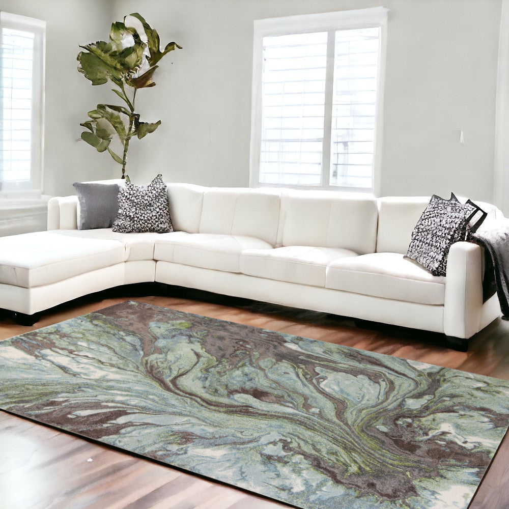 5' X 8' Seafoam Watercolor Indoor Area Rug