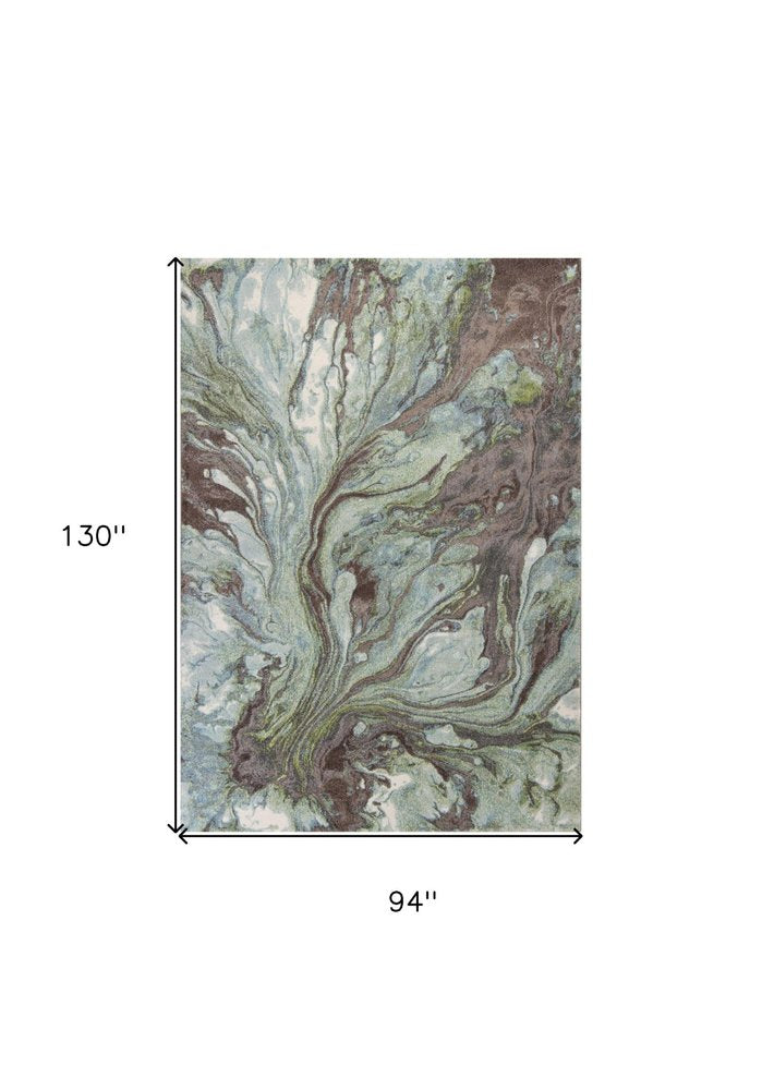 5' X 8' Green And Brown Abstract Area Rug