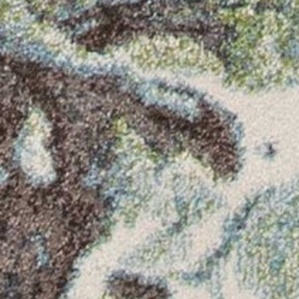 5' X 8' Green And Brown Abstract Area Rug